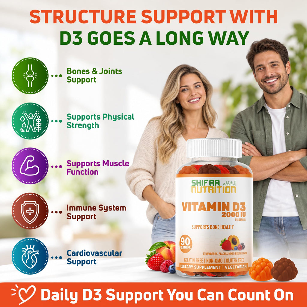 SHIFAA NUTRITION Vitamin D3 Gummies for Adults & Kids - 90 Count - image 3