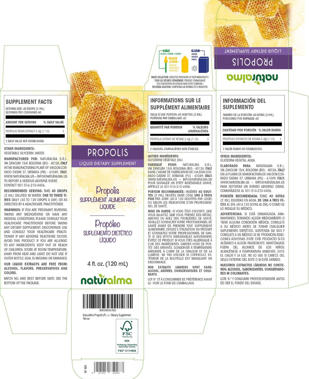 Naturalma Propolis Resin Alcohol-Free Tincture - 4 fl oz - image 2