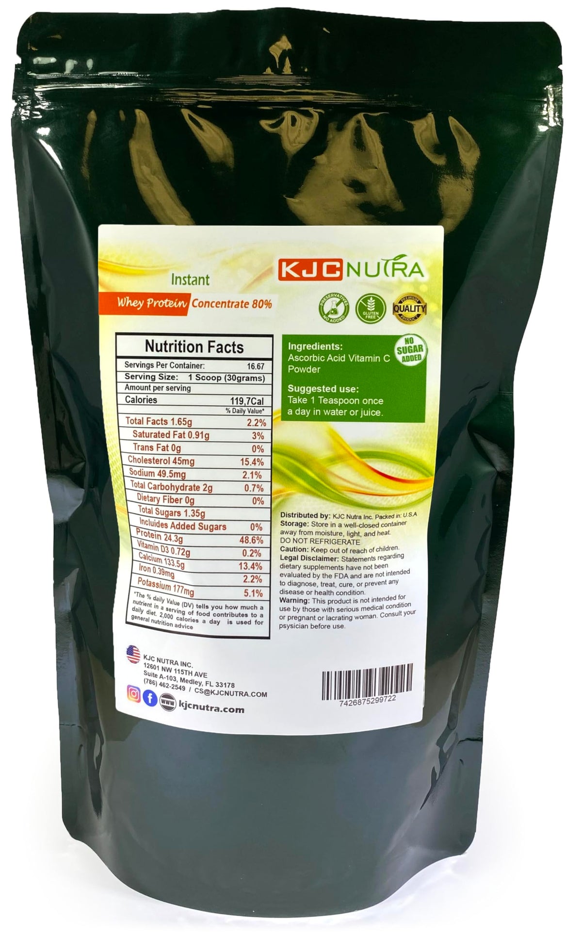 KJC Nutra Instant Whey Protein Concentrate 80% - 500g - image 2