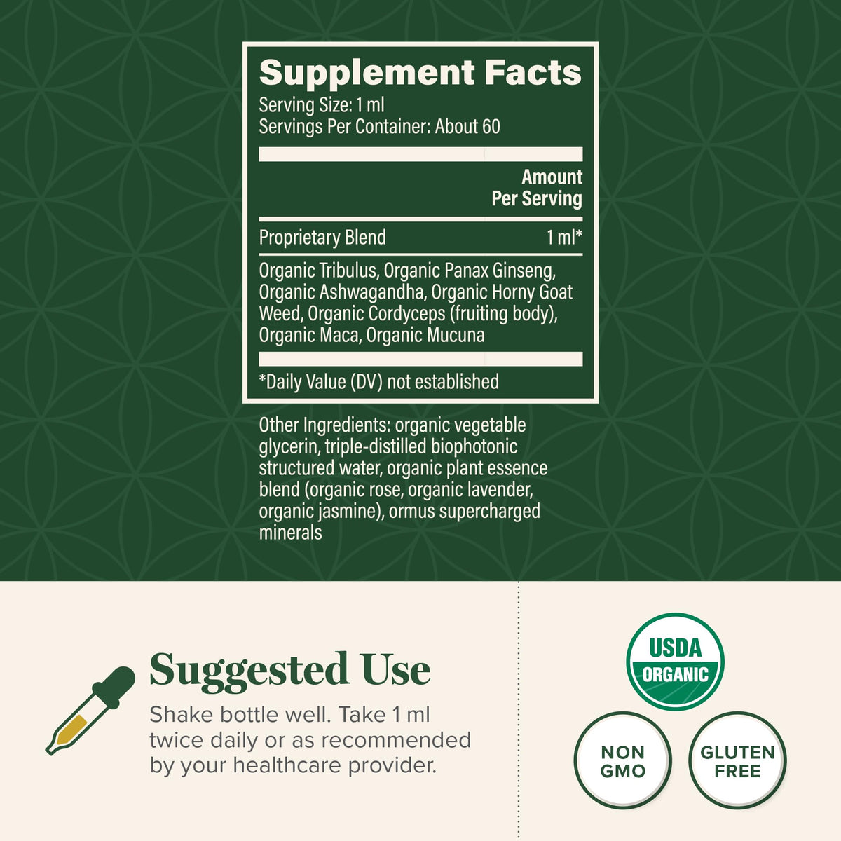 Global Healing Center Men's Hormone Support Liquid - 2 Fl Oz - image 3