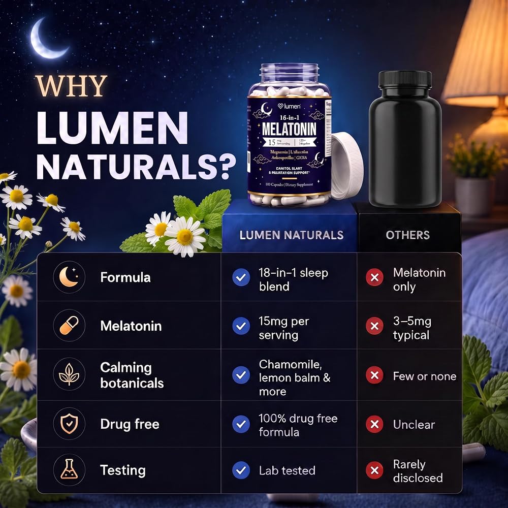 Lumen Naturals Sleep Simply Melatonin & Magnesium - 180 Capsules - image 3
