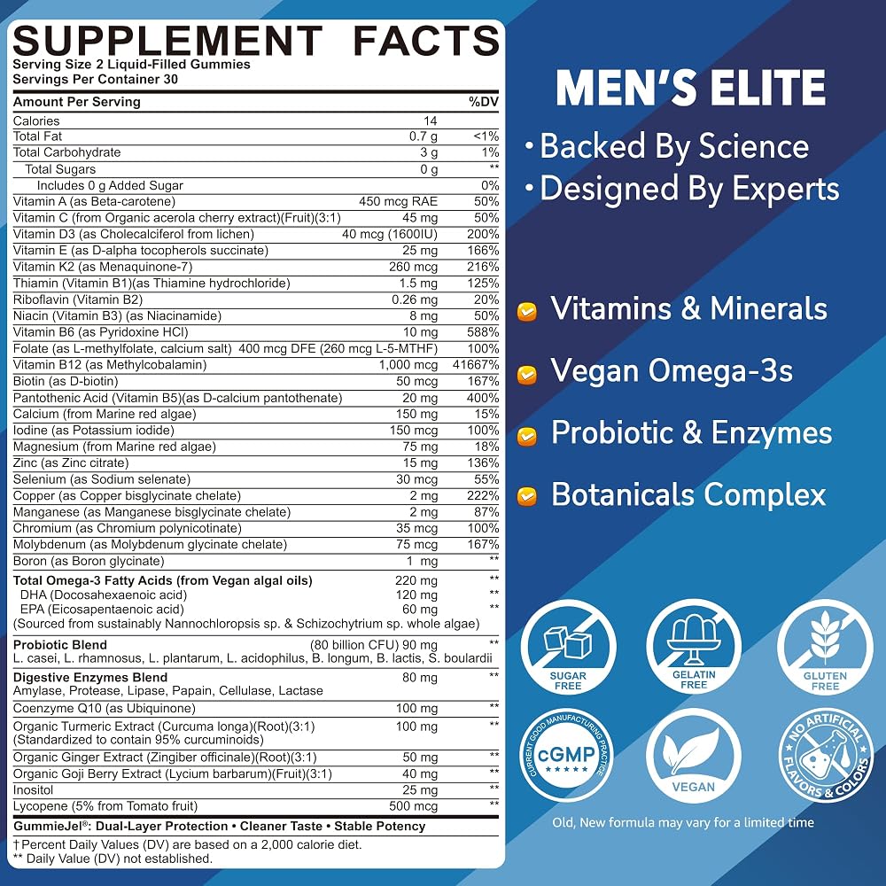LILICARE Mens Multivitamins Gummies