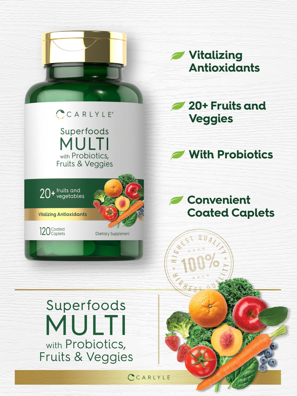 Carlyle Fruits and Veggies Supplement - 120 Caplets - image 5