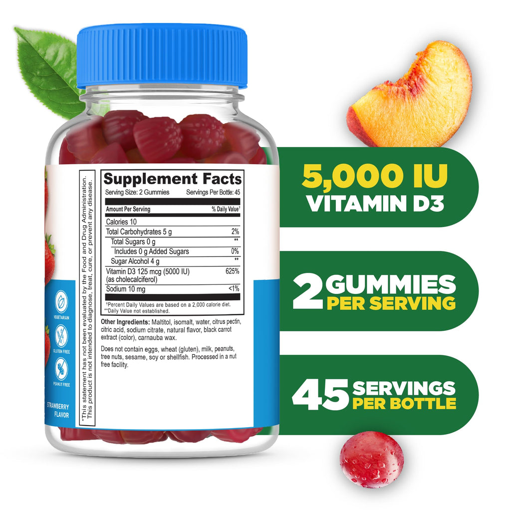 Lifeable Vitamin D3 5000 IU Gummies for Immune & Bone Support - 90 Count - image 2