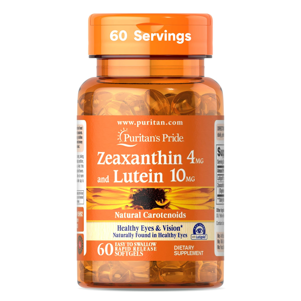 Puritan's Pride Zeaxanthin 4mg with Lutigold Lutein 10mg - 60 Softgels