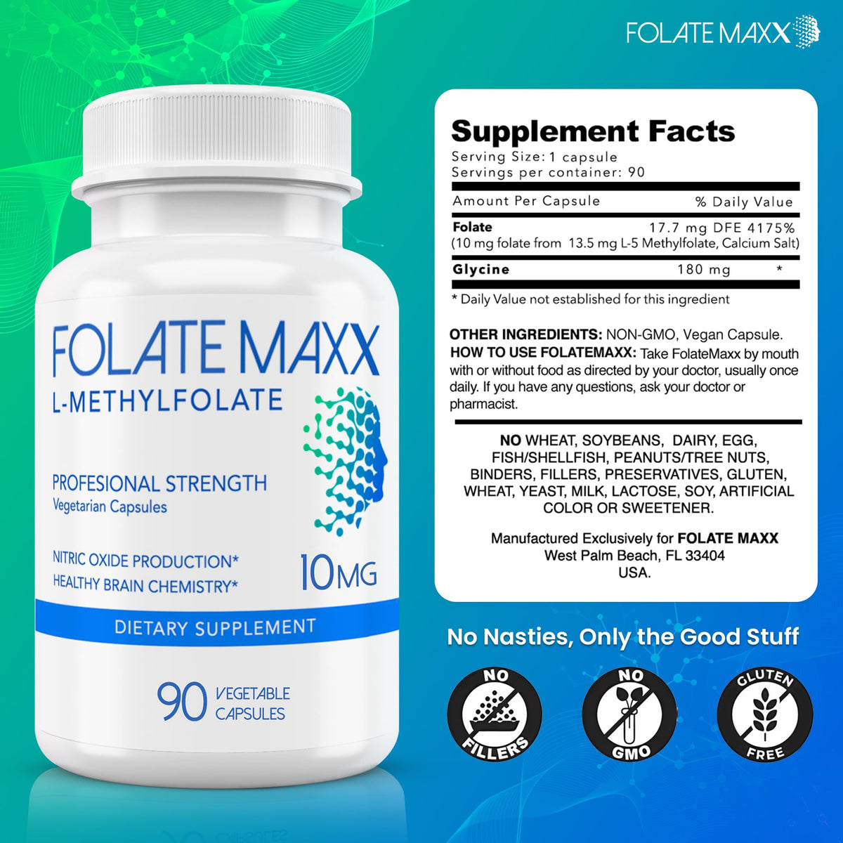 FOLATE MAXX FolateMaxx L-Methylfolate 10 mg 90 Capsules Active Folate