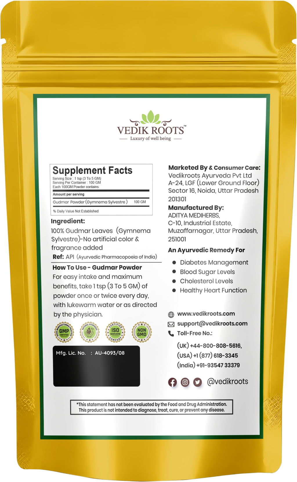 VEDIKROOTS Gudmar Powder - an Ayurvedic Solution for Effectively - image 2