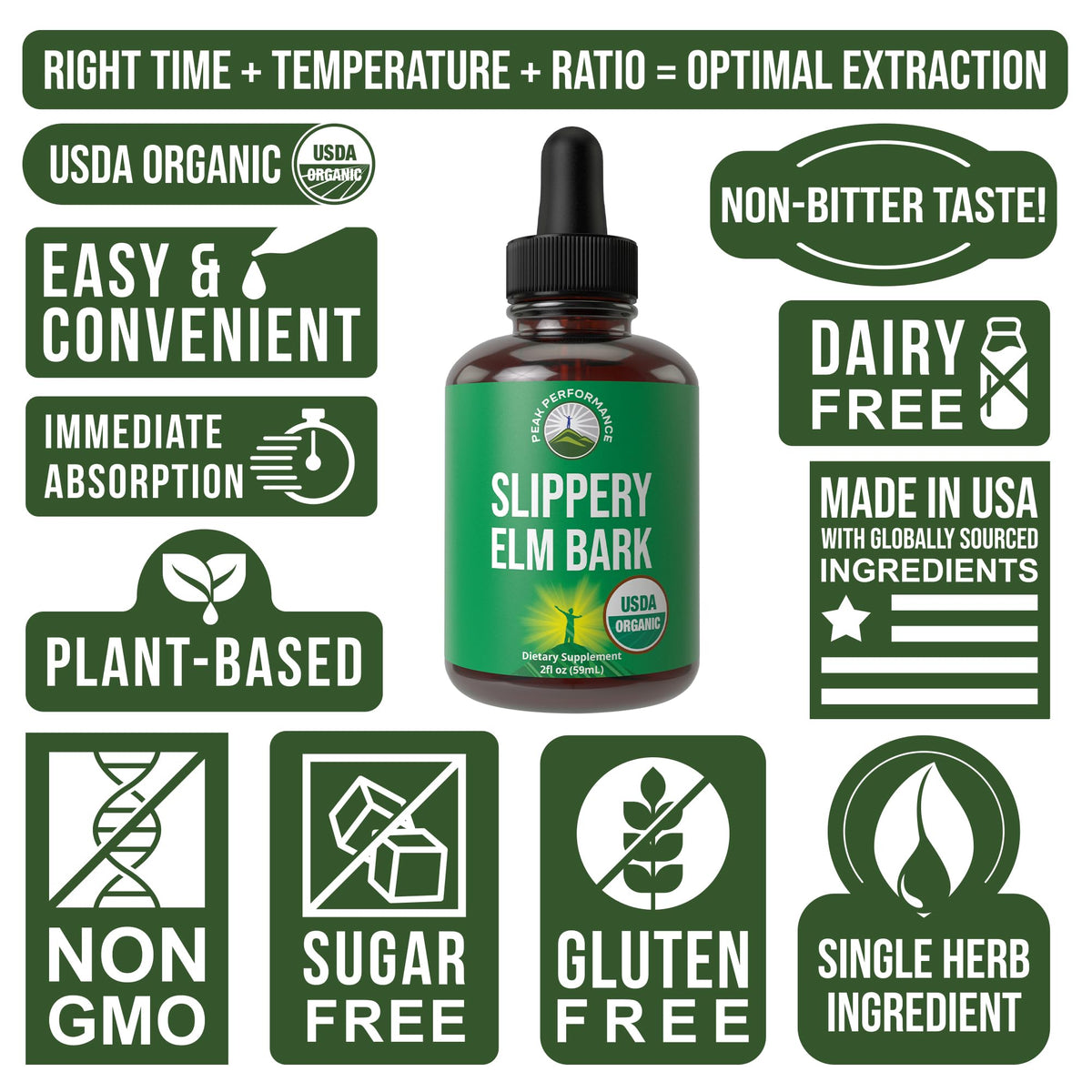 Peak Performance Slippery Elm Bark Liquid Drops Tincture - 2 Fl Oz - image 7