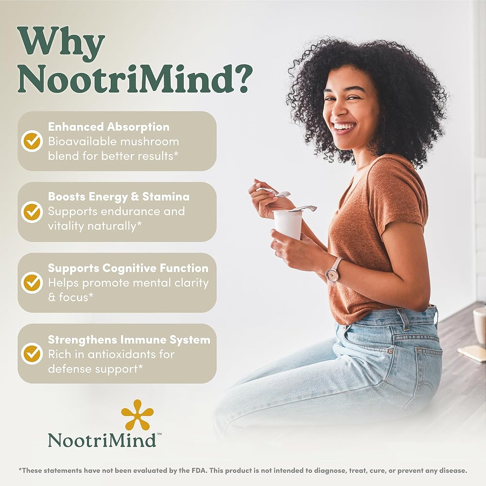 nootrimind Lions Mane Mushroom Supplement Capsules - 60 Count - image 4