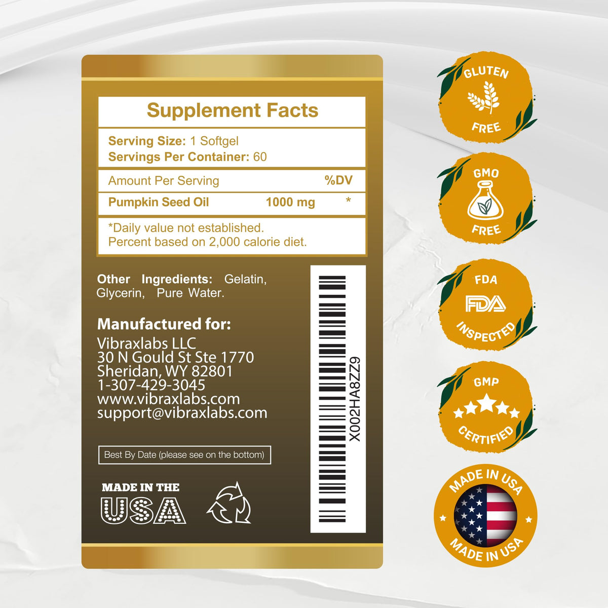 vibraxlabs Pumpkin Seed Oil - 100% Cold Pressed Pure 1000mg - image 5