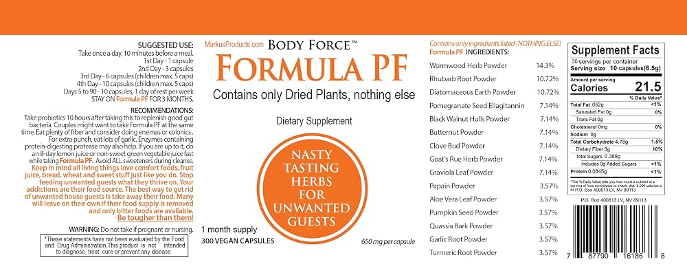 Body Force Formula PF Herbal Cleansing Capsules - 220 Count