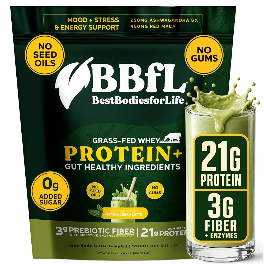 BBfL Grass-Fed Whey Protein Shake Matcha Cream - 15 Servings