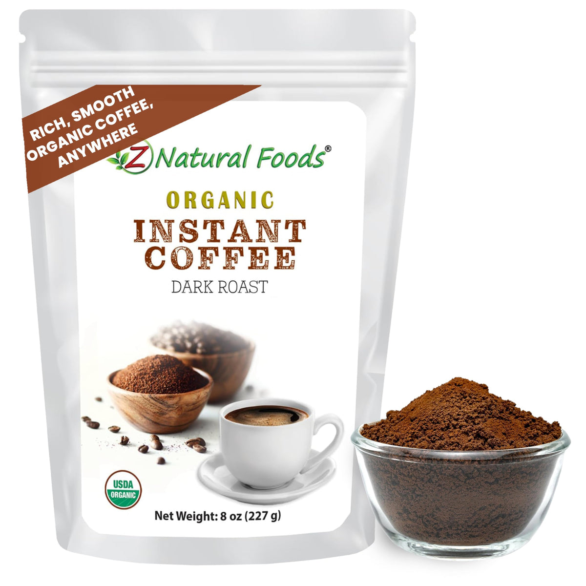 Z Natural Foods Organic Instant Coffee Powder Dark Roast - 8 oz