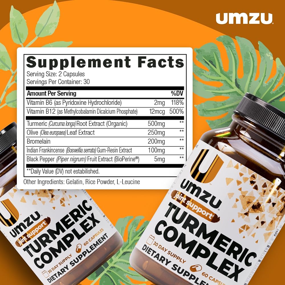 UMZU Turmeric Curcumin Supplement Joint Support - 30 Day Supply - image 4