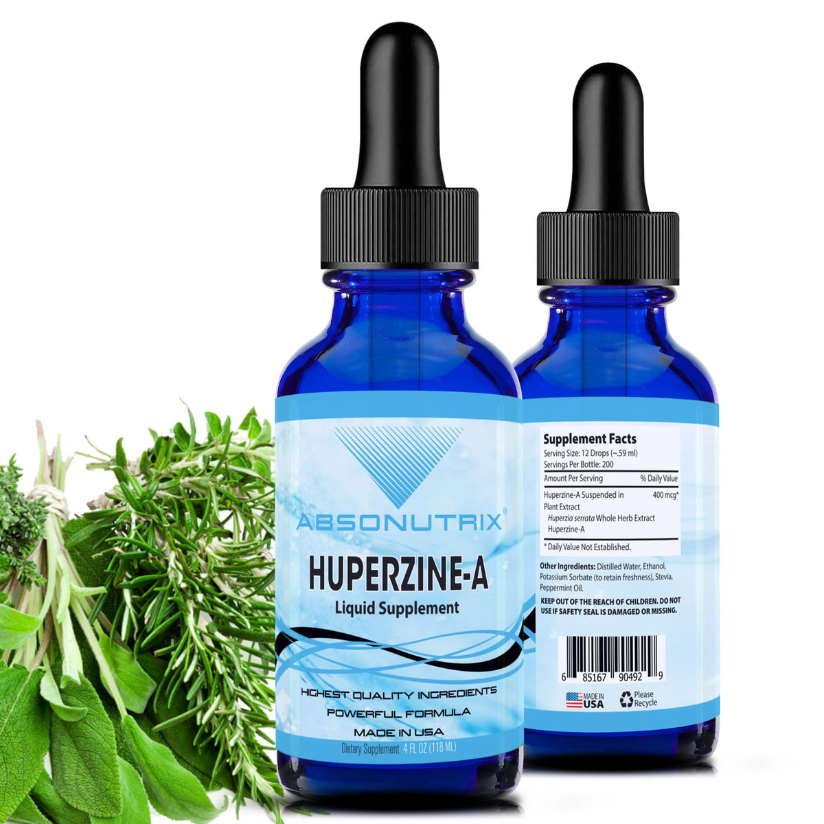 Absonutrix Huperzine-A Liquid Supplement 400 mcg - 200 Servings