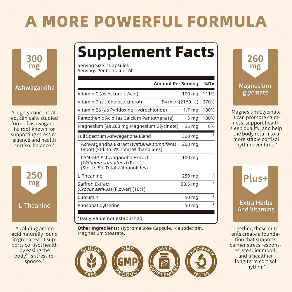Lukaree 10-in-1 Cortisol Reducer Supplements for Women and Men