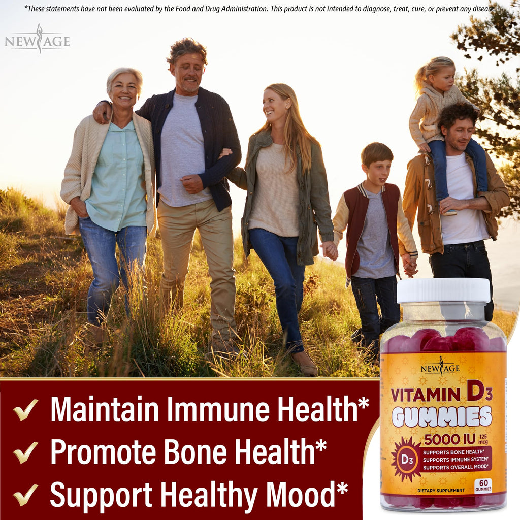 NEW AGE Vitamin D3 5000 IU Gummies Immune Support - 120 Gummies - image 4