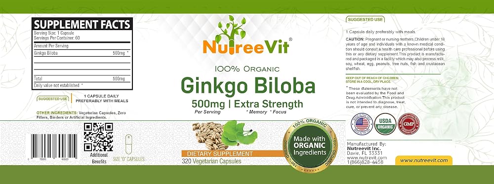 NutreeVit Ginkgo Biloba Capsules - 320 Capsules - image 4