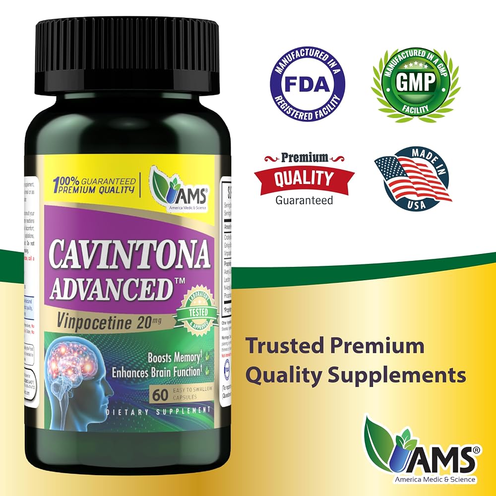 America Medic & Science Cavintona Vinpocetine 20mg Brain Support - 60 Capsules - image 5