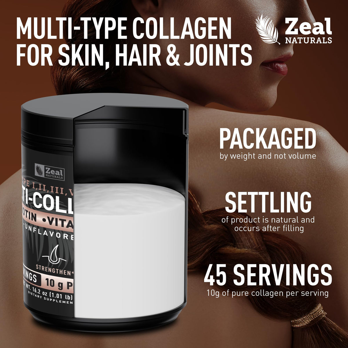 Zeal Naturals Premium Multi Collagen Peptides Protein Powder