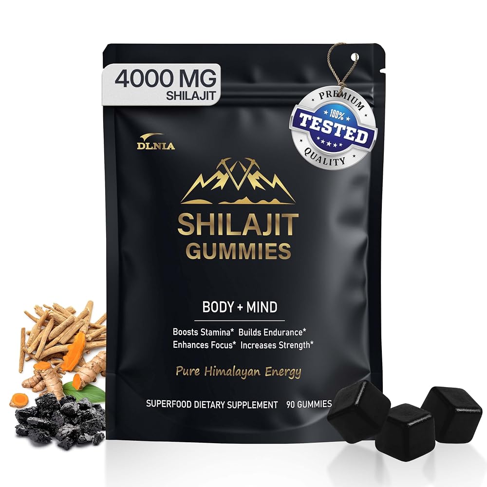 DLNIA KSM-66 Ashwagandha & Himalayan Shilajit Gummies - 90 Count