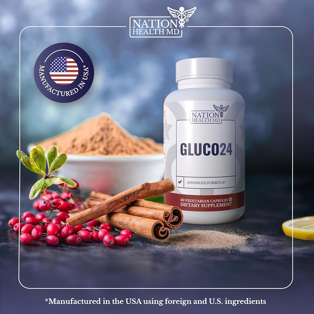 NATION HEALTH MD Gluco24 Supplement with Berberine - 60 Capsules - image 7