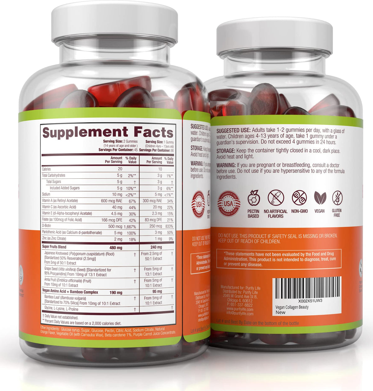 Purify Life Vegan Collagen Booster Gummies with Biotin - 90 Count - image 4