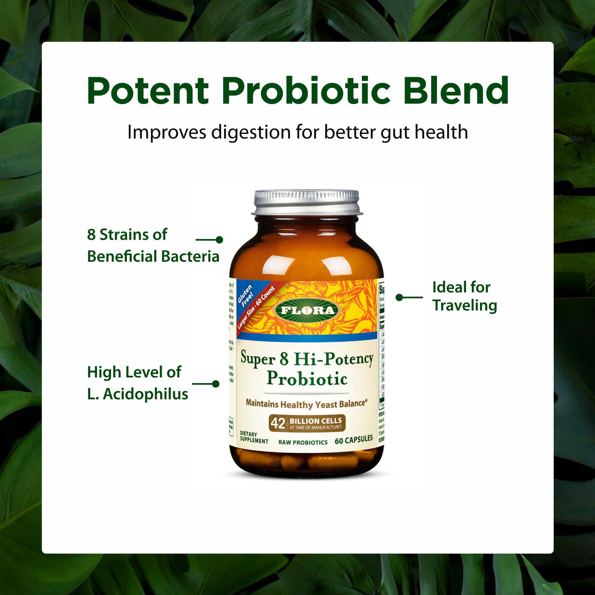 Flora Super 8 Hi-Potency Probiotic 42 Billion CFU - 60 Vegetarian Capsules - image 4