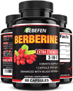 BEBEFEN Berberine Capsules with Black Pepper Extract - 90 Capsules