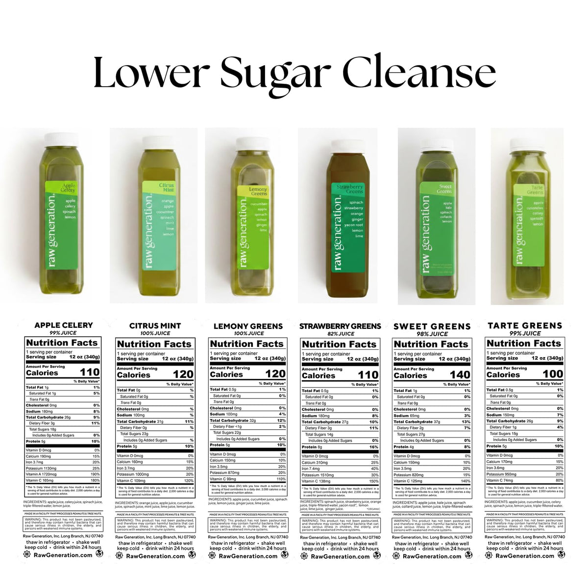 Raw Generation Lower Sugar Cleanse, Plant-Based Detox Juice Program