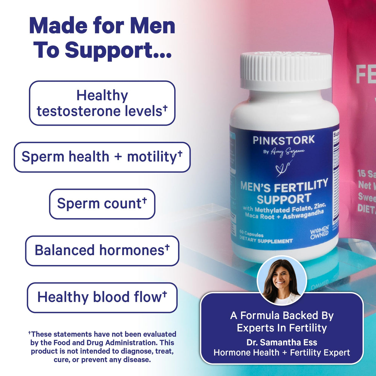 Pink Stork Blue Stork Men's Fertility Support - 60 Capsules - image 3