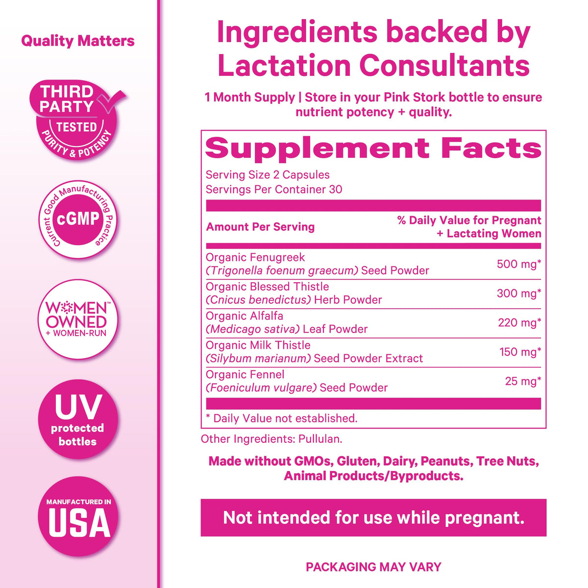 Pink Stork Total Lactation Supplement - 60 Capsules - image 6