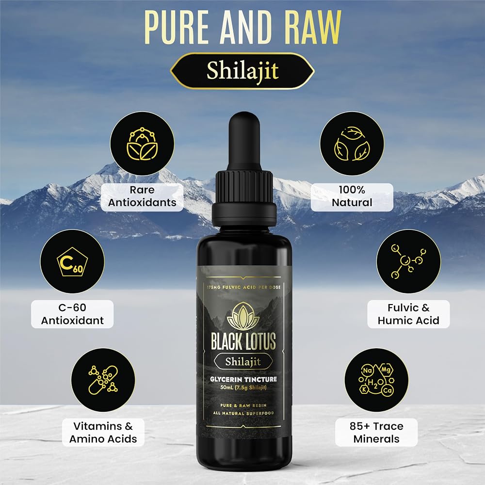 Black Lotus Pure Shilajit Resin Liquid Tincture for Energy & Focus - 50ml - image 5