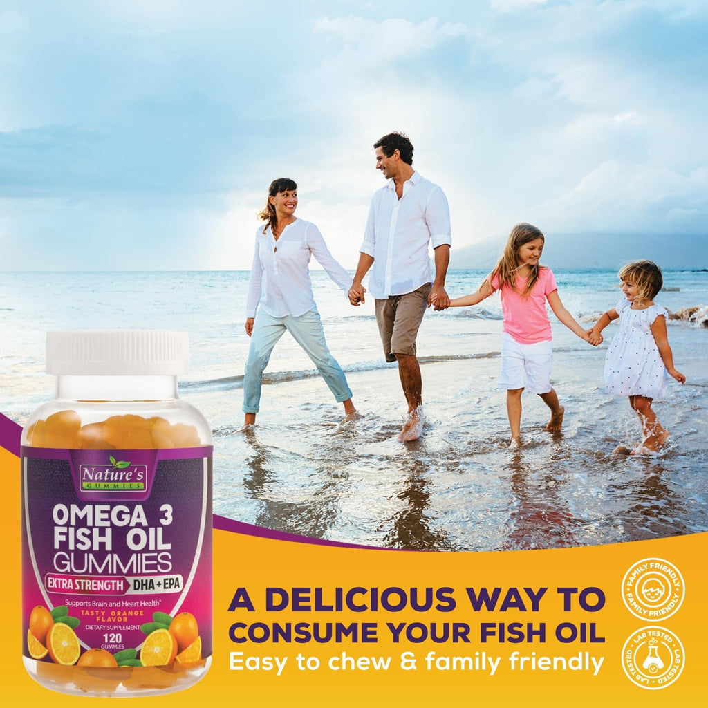 Nature's Nutrition Omega 3 Fish Oil Gummies - Extra Strength Omega-3