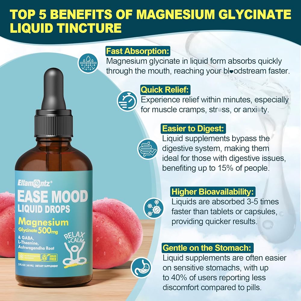 ELLAMENTZ Kids 4+ Magnesium Glycinate Liquid with Saffron - 30 Fl Oz - image 4