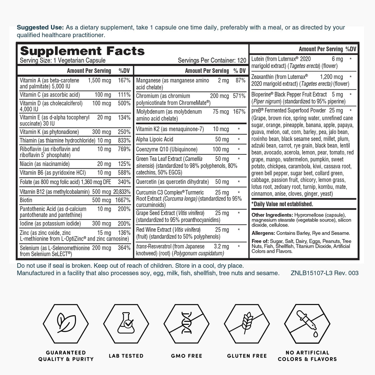 Nature's Lab Gold One Daily Multivitamin - Contains 19 Essential