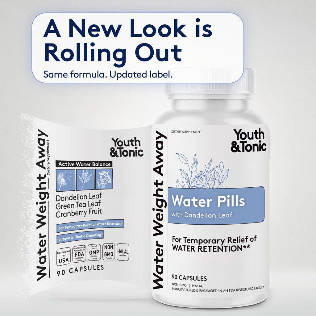 Youth & Tonic Natural Water Pills for Water Retention - 90 Capsules - image 2