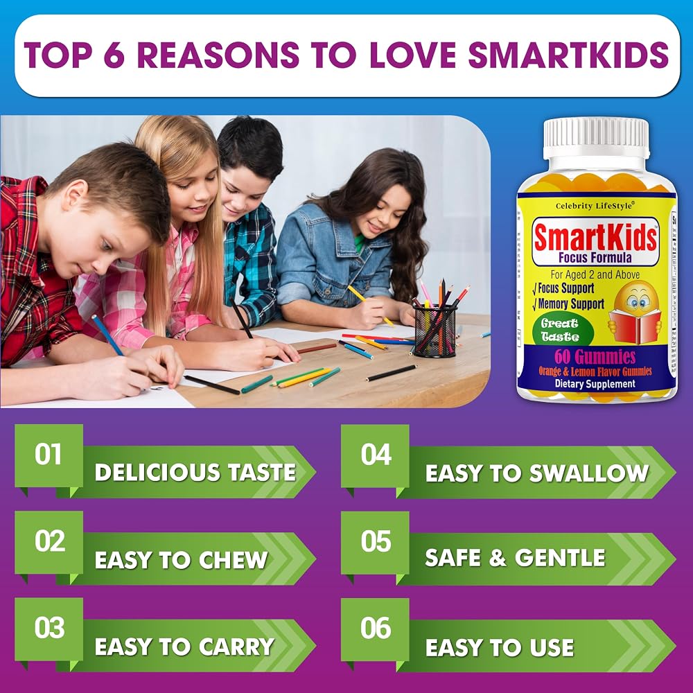 Celebrity LifeStyle Smart Kids Focus Gummies Omega 3-6-9 - 60 Gummies - image 3