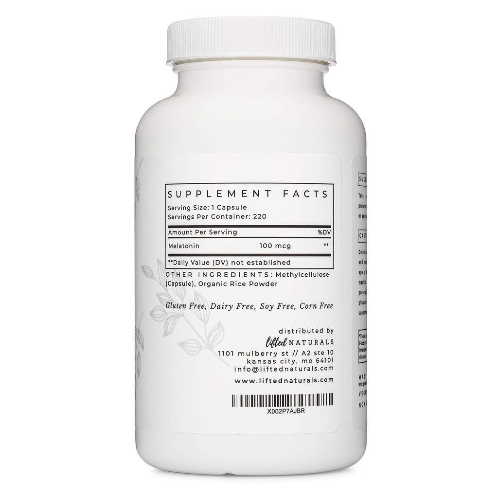 Lifted Naturals Micro Melatonin 100 mcg - 220 Vegetarian Capsules - image 2