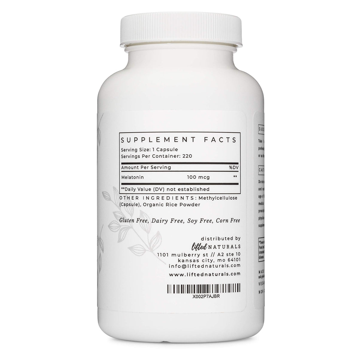 Lifted Naturals Micro Melatonin 100 mcg - 220 Vegetarian Capsules - image 2