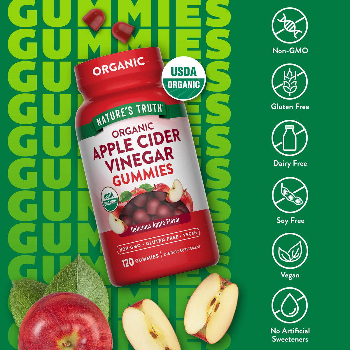 Nature's Truth Organic Apple Cider Vinegar Gummies - 120 Count - image 3