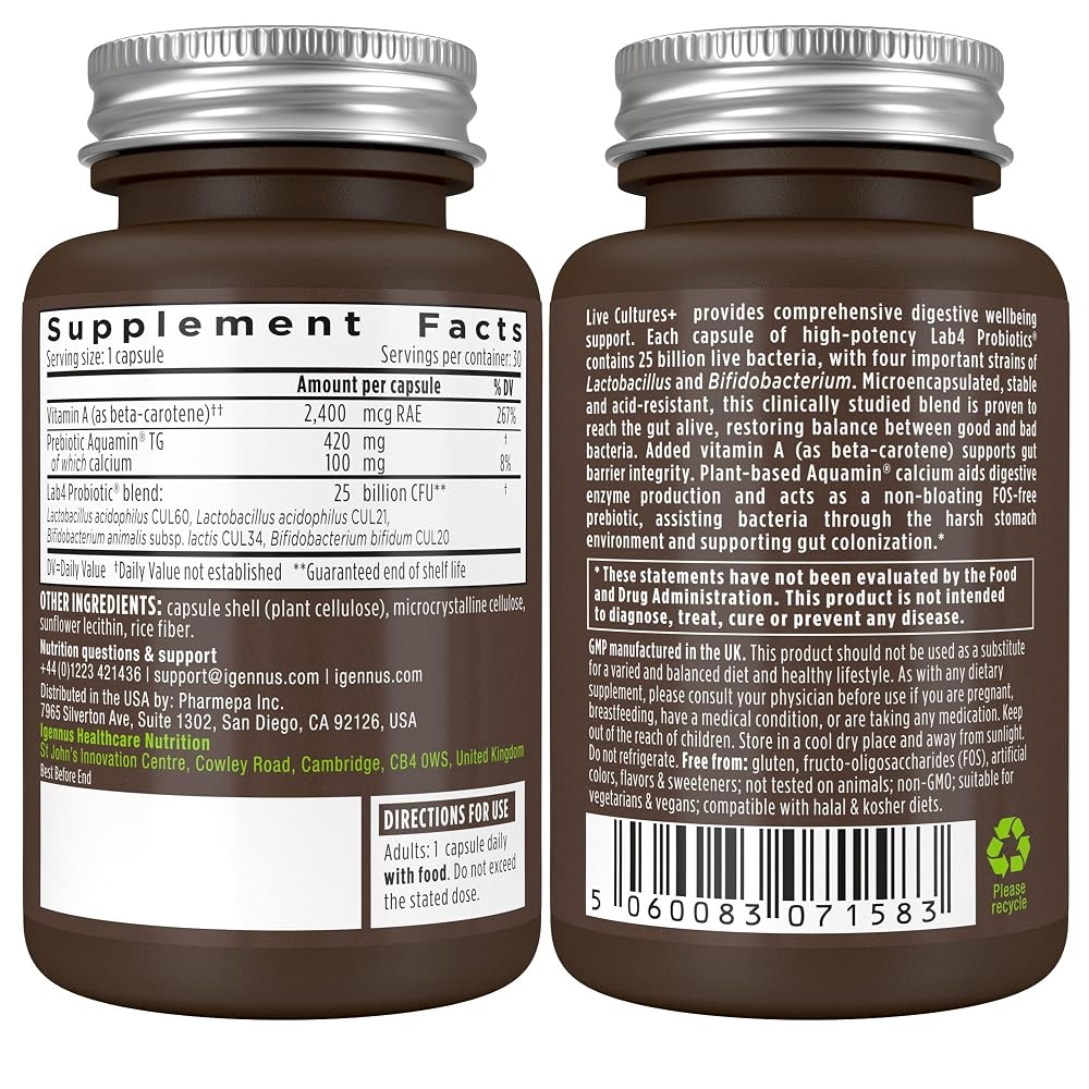 Igennus Live Cultures+ Lab4 Probiotic - 180 Capsules - image 8