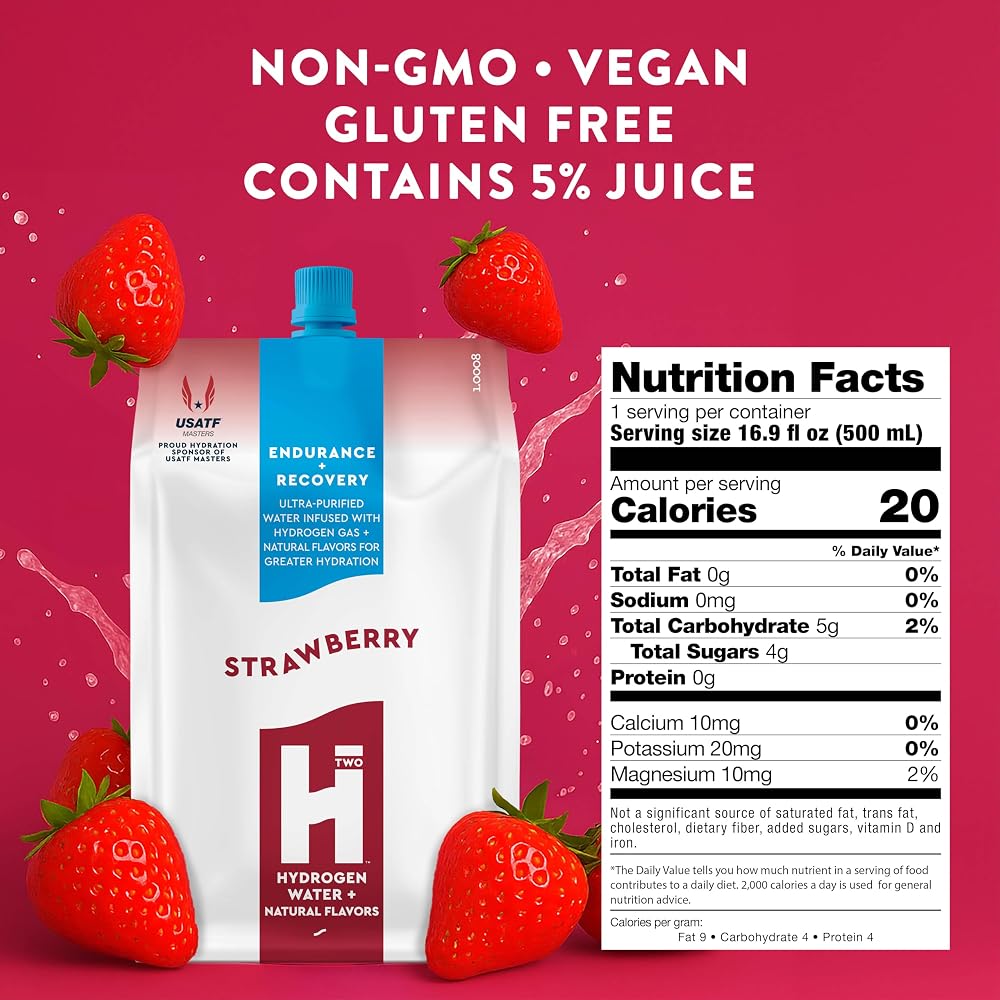 HTWO Premium Molecular Hydrogen Water Strawberry - 12 Pack - image 2