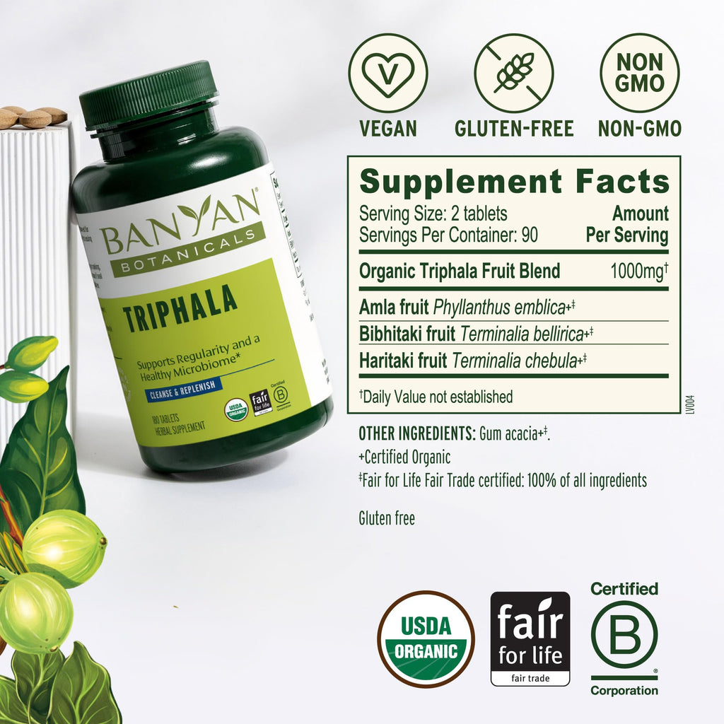 Banyan Botanicals Organic Triphala Tablets - 180 Tablets - image 3