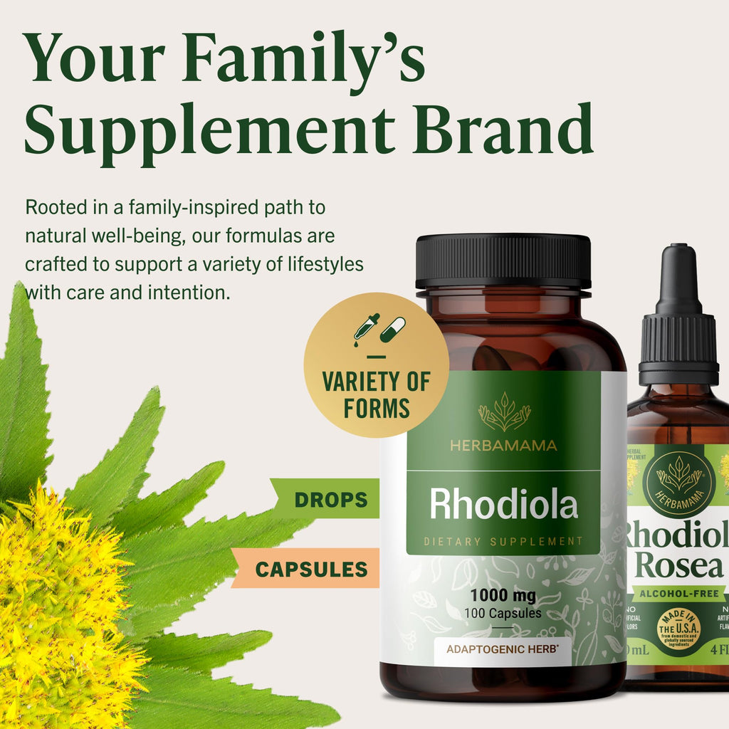 HERBAMAMA Rhodiola Rosea Supplement Stress Relief - 100 Capsules - image 8
