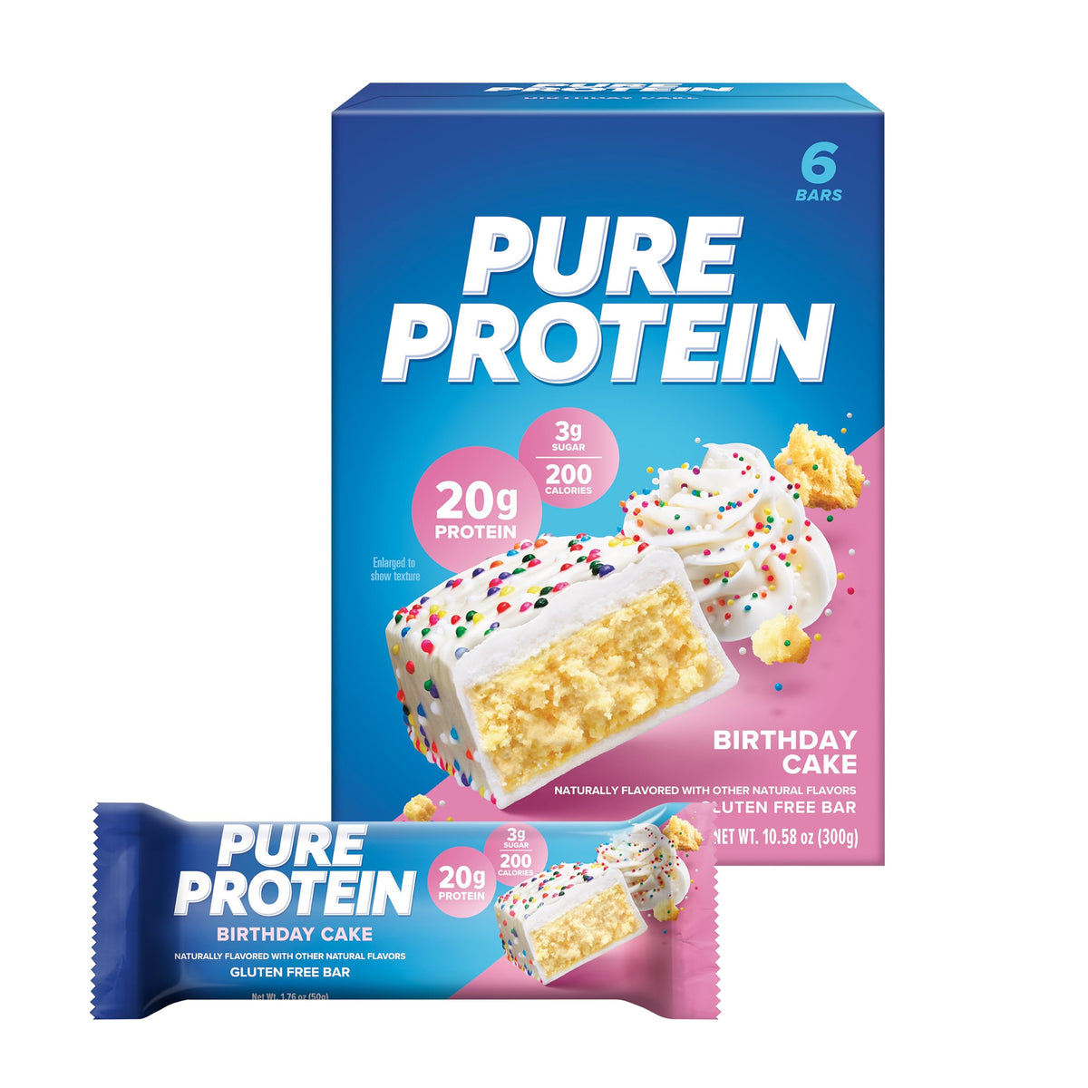 Pure Protein Birthday Cake Protein Bars - 6 Count