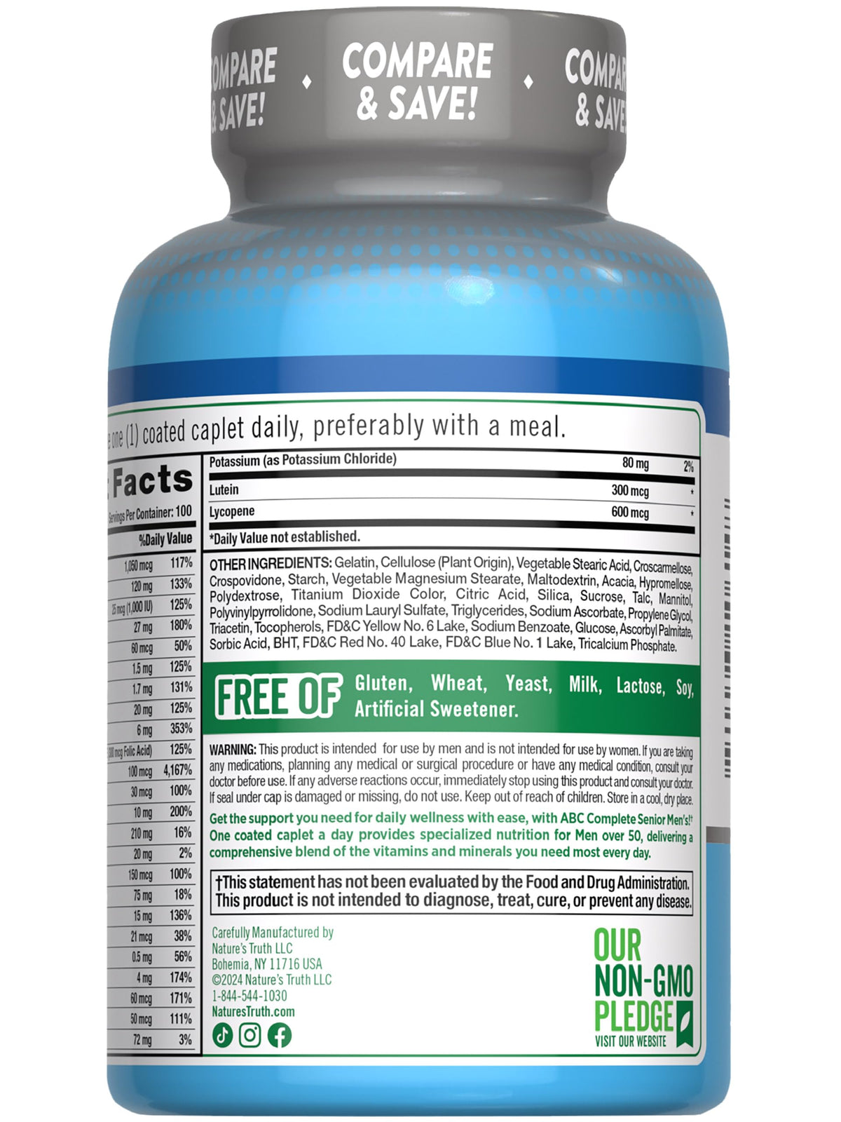 Nature's Truth Men's 50+ Multivitamin - 100 Caplets - image 7
