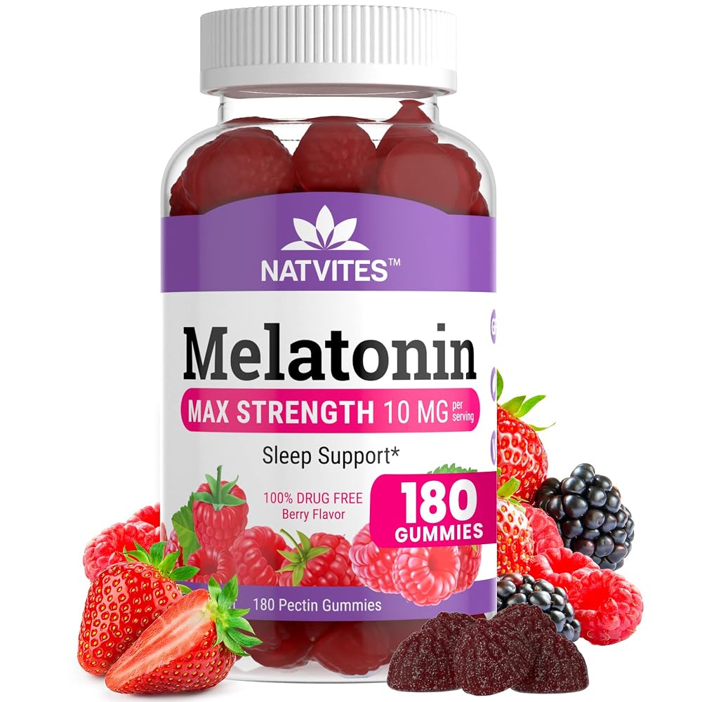 Natvites Melatonin Gummies Max Strength 10mg Sleep Support - 180 Count