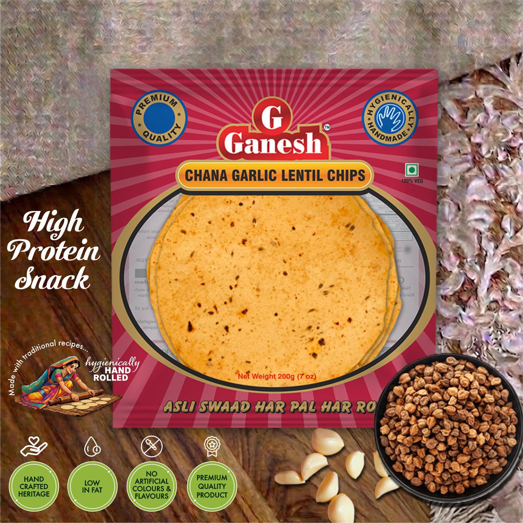 Ganesh Chana Garlic Poppadum Chips - Pack of 2, 30 Pcs - image 6
