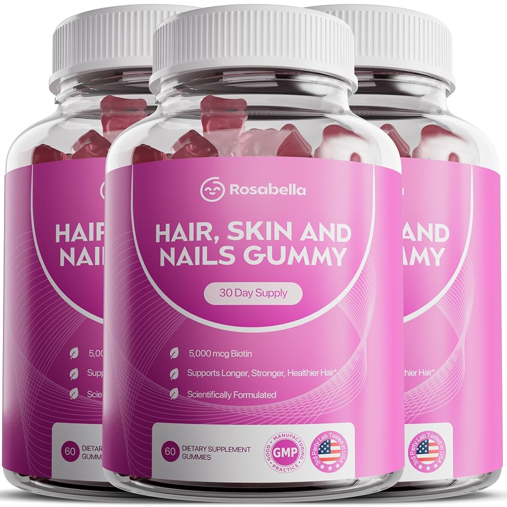 Rosabella® Hair Growth Vitamin Gummies [60 Gummies] Biotin for Faster